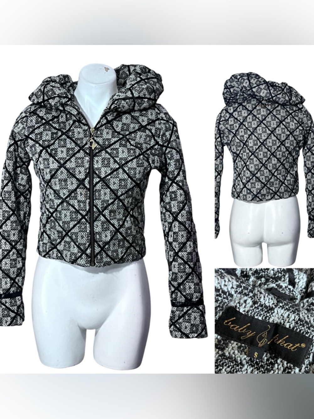 Baby Phat Puffer‎ Jacket S Black/Gold/Beige Winter vintage 90s Y2K streetwear